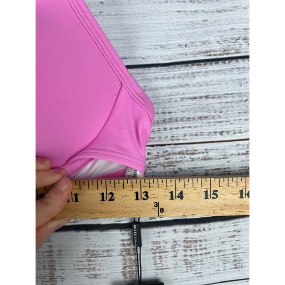 Relleciga Fuchsia Pink Push-up Bikini Top NEW Twist Front Swimsuit Small Strappy - Picture 5 of 6
